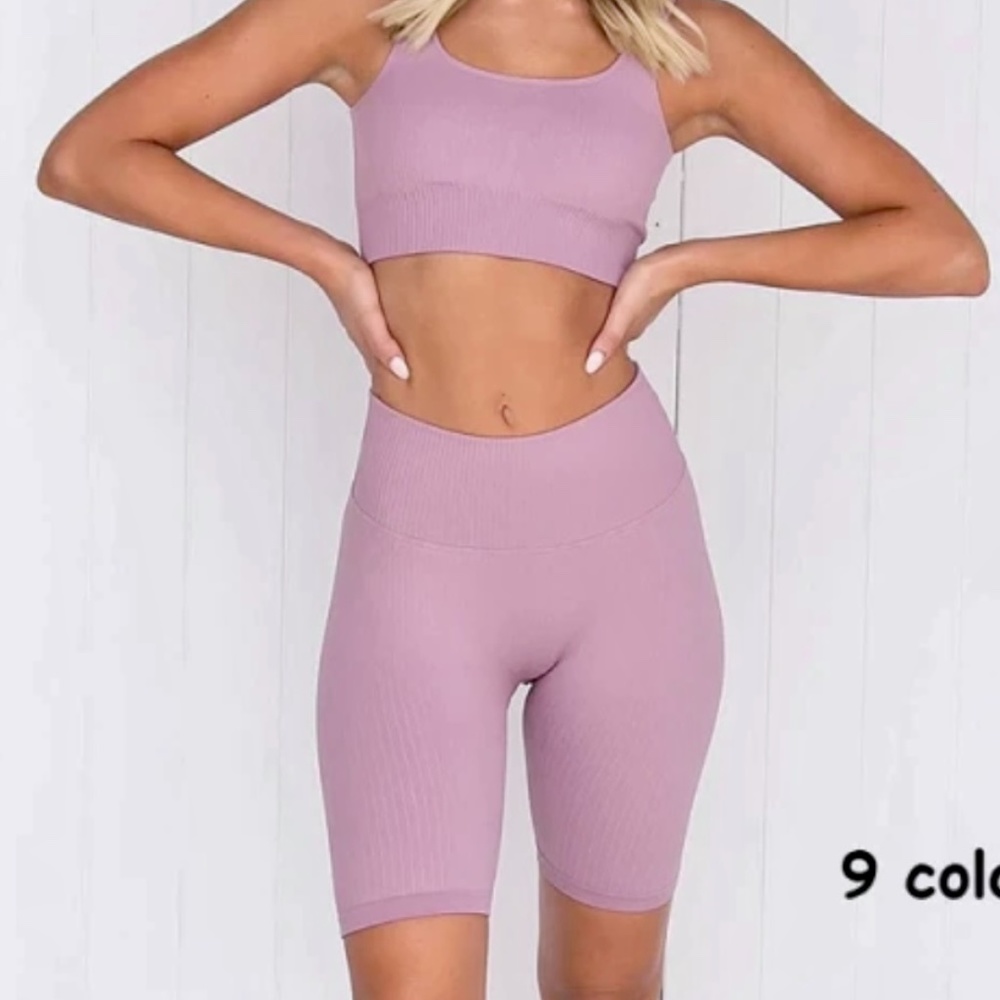 Aura seamless ribbed biker shorts set M/L